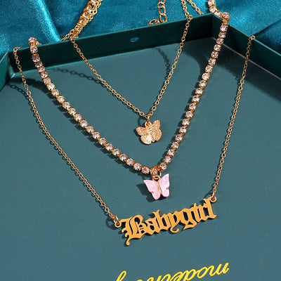 Collar Mariposa de Resina y Metal con Iniciales Personalizadas Multicapa - Image 5