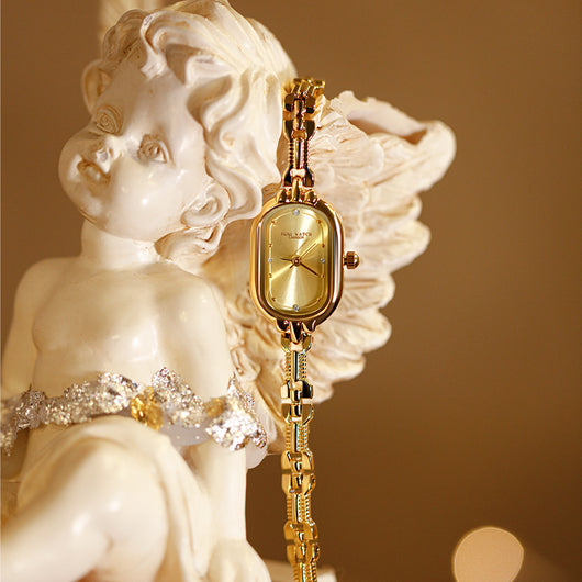 Reloj de Pulsera Ovalado Dorado Vintage Lujo Artístico Cuarzo - Image 3