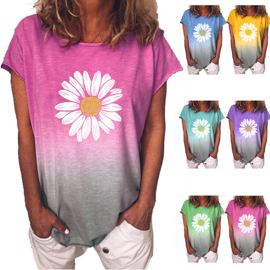 Playera Estampado Degradado Arcoíris Manga Corta