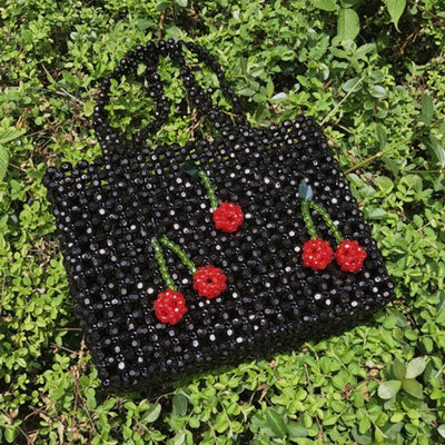 Bolsa Tejida con Patrones de Puzzle y Cuentas Decorativas - Image 2