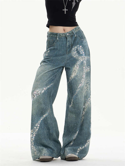 Pantalones Jeans Anchos con Estampado de Moño - Image 5