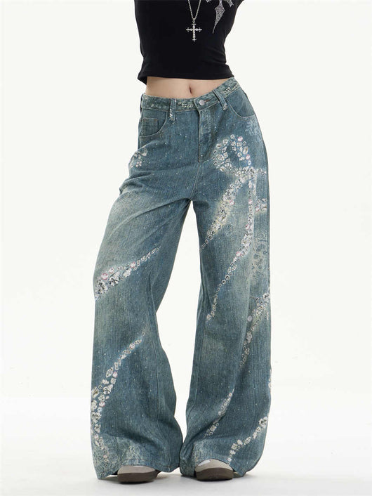 Pantalones Jeans Anchos con Estampado de Moño - Image 5