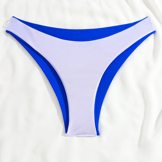 Woman wearing a solid brown lace-up bikini swimsuit with a triangle top and high-cut bottom. - Image 23