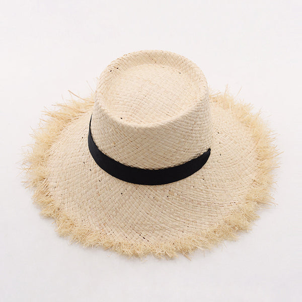 Sombrero de Paja Tejida con Lazo de Rafia y Borde Deshilachado - Image 7