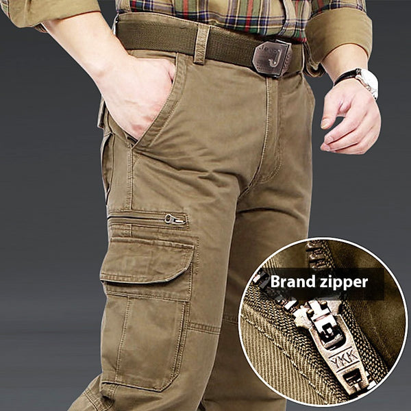 Pantalones Cargo Gruesos Casuales para Hombre - Corte Recto Algodón Puro