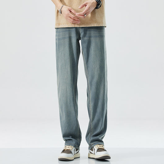 Jeans Rectos Holgados en Seda de Hielo para Hombre - Image 6