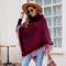 Poncho Tejido con Cuello de Piel y Borlas para Mujer