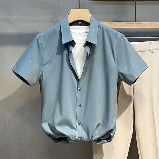 Camisa Casual Slim Fit Rayada para Hombre - Manga Corta Estilo Ejecutivo