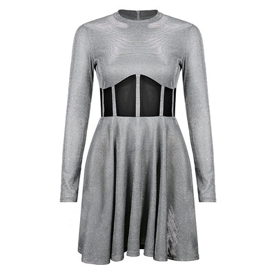 Vestido Elegante de Seda Brillante con Escote Redondo y Vuelo Sensual - Image 8