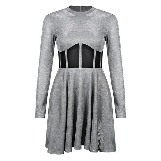 Vestido Elegante de Seda Brillante con Escote Redondo y Vuelo Sensual - Image 8