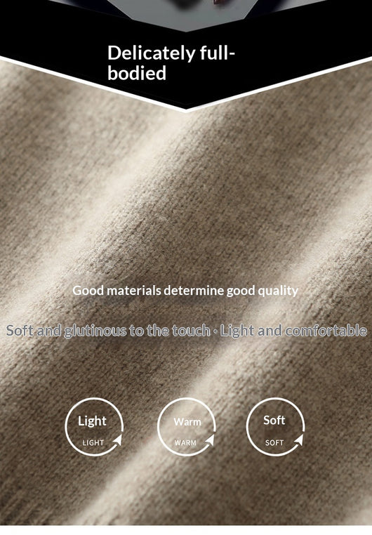 Suéter de Lana Gruesa para Hombre con Cuello Mock Neck Bicolor - Image 17