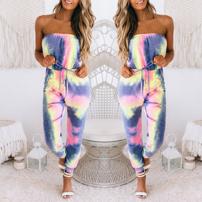 Jumpsuit Casual con Estampado Tie Dye y Escote Envolvente - Image 8