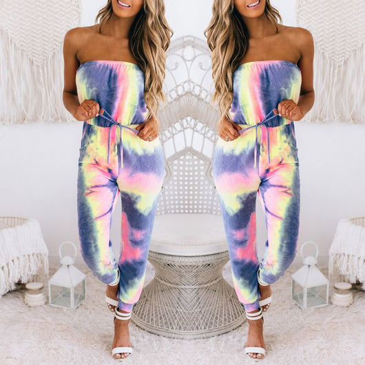Jumpsuit Casual con Estampado Tie Dye y Escote Envolvente - Image 8