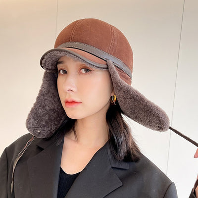 Gorro de Cuero con Orejeras Acolchadas para Invierno