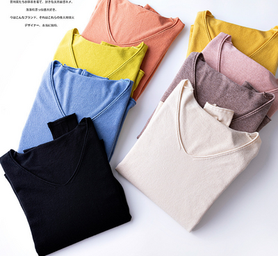 Suéter Suelto Cuello V Mujer Manga Larga Color Sólido - Image 17
