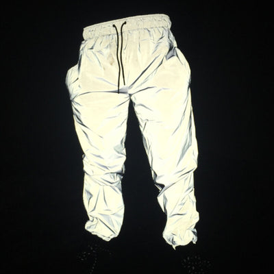 Pantalones Reflectantes con Cintura Elástica Doble y Cordones para Correr Nocturno - Image 4