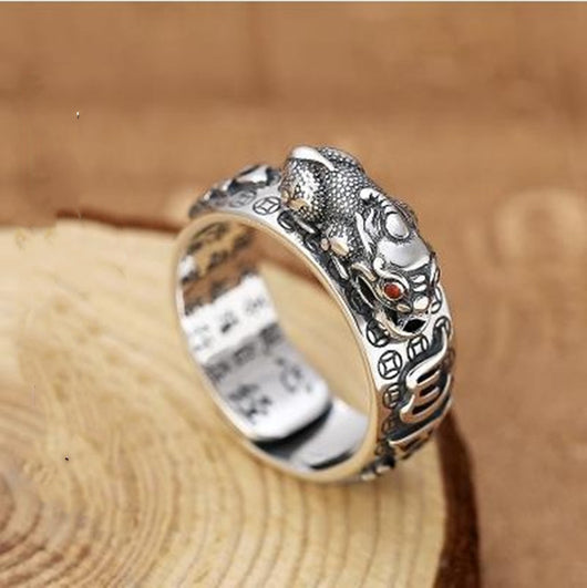 Anillo Pixiu de Plata 99 Pura para Hombre - Tránsito y Meridiano del Corazón - Image 8