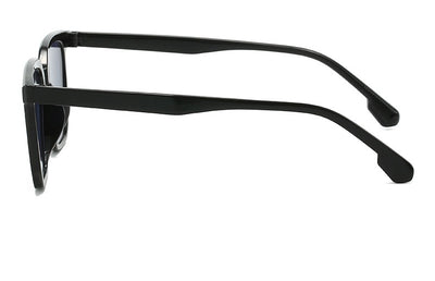 Large frame square sunglasses with a transparent champagne-colored frame and brown lenses. - Image 18