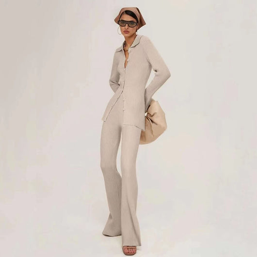 Conjunto de Cardigan y Pantalón Ancho para Otoño e Invierno - Image 7