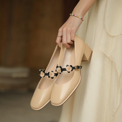 Tacones Altos Retro Francés Punta Cuadrada Primavera - Image 12