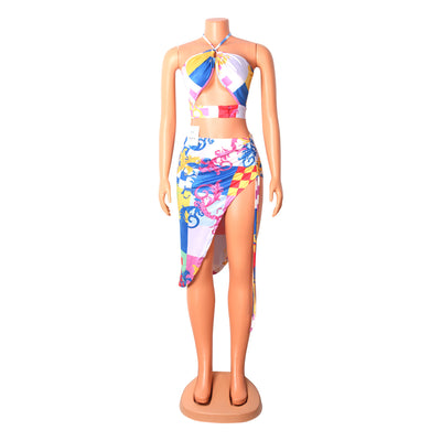Falda Corta Asimétrica Dos Piezas con Escote Halter - Image 13
