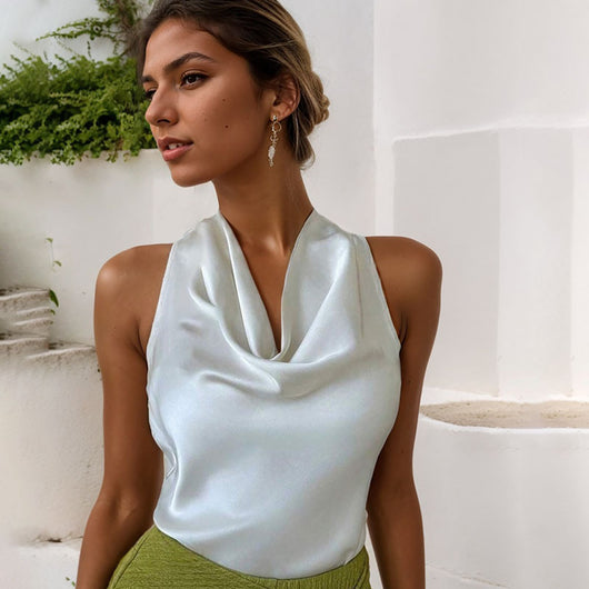 Blusa Elegante sin Mangas con Cuello Halter y Espalda Descubierta - Image 5