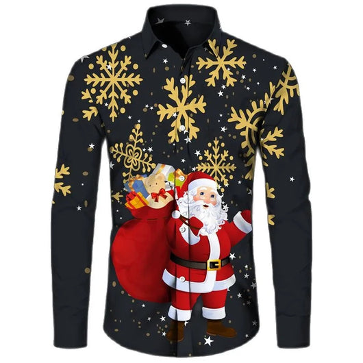 Camisa Hawaiana Navideña 3D Digital Hombre Talla Grande Casual Retro - Image 15