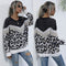 Jersey de Punto con Estampado Leopardo y Costura Decorativa para Mujer