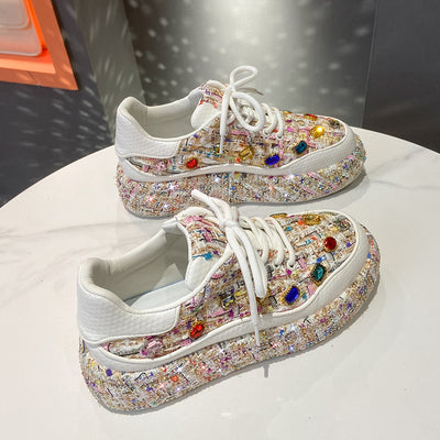 Mocasines Plataforma para Mujer con Tweed Colorido y Piedras - Zapatos Cómodos y Casuales - Image 41