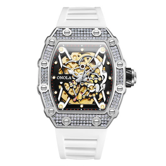 Reloj Automático para Hombre con Cristales y Correa de Silicona Resistente al Agua - Image 6