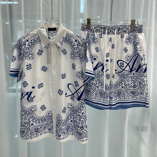 Conjunto de Playa Casual para Hombre - Camisa y Shorts