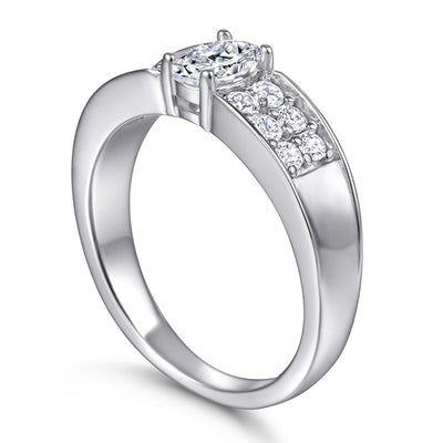 Anillo de Diamante Clásico Cuatro Garras Zirconia Plata S925 - Image 3