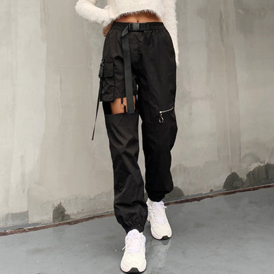 Pantalones Cargo Punk de Cintura Alta con Cremalleras Huecas - Image 5