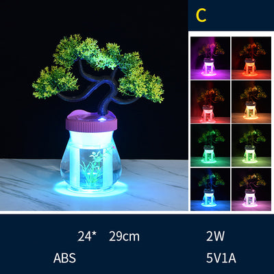 Creative desktop humidifier with artificial red roses, clear base, pink top, and color-changing LED light mist. - Image 7