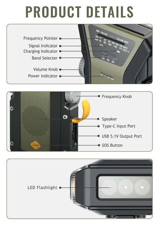 Radio Linterna Solar Multifunción con Carga Manual - Image 14