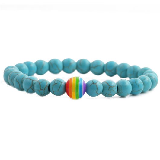 Pulsera de Pareja Piedra Volcánica con Chakras Arcoíris - Image 11