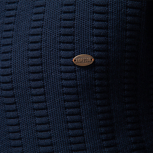 Suéter Hombre Jacquard a Rayas con Cierre Medio y Cuello Alto - Image 3