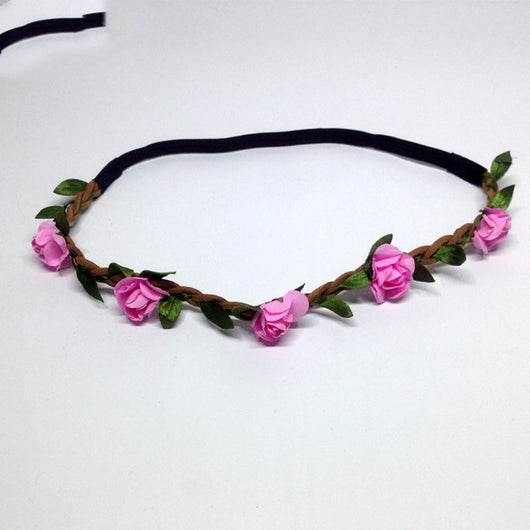 Corona de Flores Rosas Estilo Coreano para Novia - Image 8