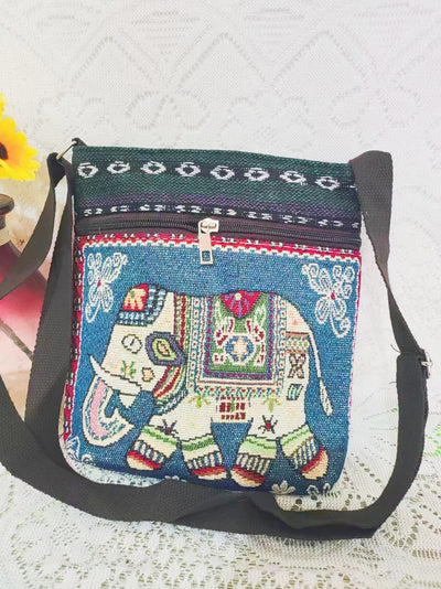 Bolso Bandolera Bordado Étnico con Elefante y Mariposa Estilo Chino - Image 9
