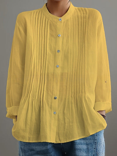 Blusa Casual de Manga Larga con Pliegues para Mujer - Image 7