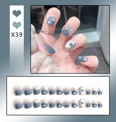 Uñas Postizas Francesas Removibles con Diamantes - Image 6