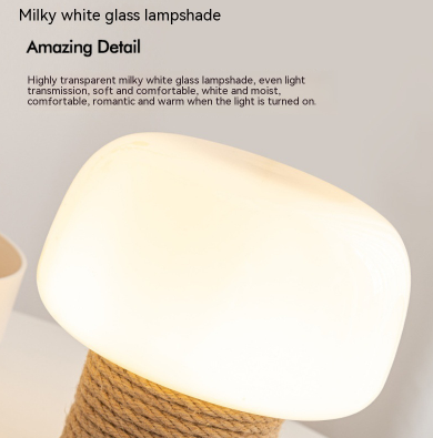 Lámpara de Mesa Setas Crema Estilo Nórdico Escandinavo en Madera - Image 11