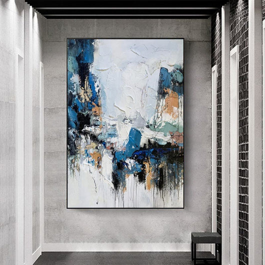 Cuadro Abstracto Moderno Óleo sobre Lienzo - Tonos Azul y Verde para Sala de Estar - Image 18