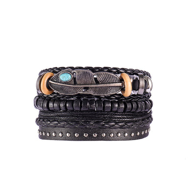 Pulsera de Cuero Auténtico Tejida con Cuentas - Estilo Étnico Retro - Image 17