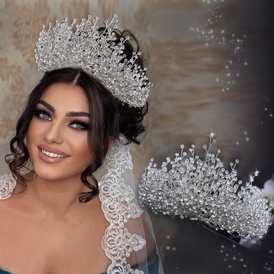 Corona Nupcial de Cristal Hecha a Mano - Tiara Exquisita para Novia