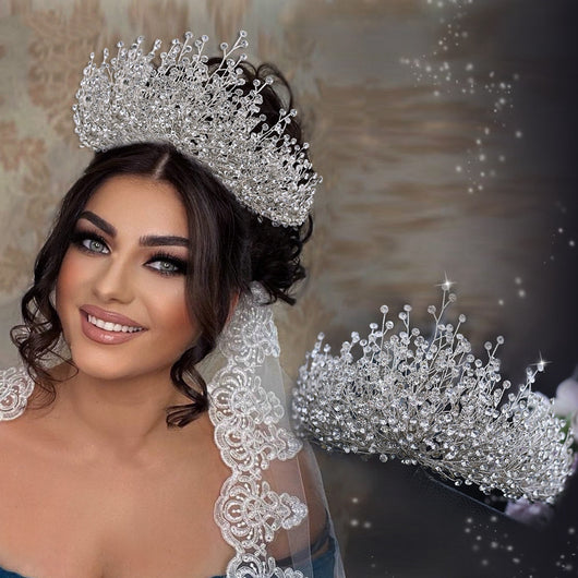 Corona Nupcial de Cristal Hecha a Mano - Tiara Exquisita para Novia