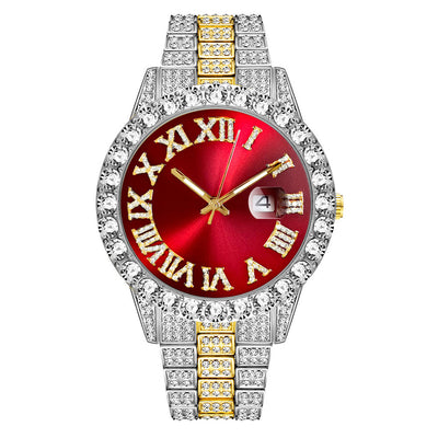 Reloj de Cuarzo con Banda de Acero y Diamantes Completos con Calendario - Image 24