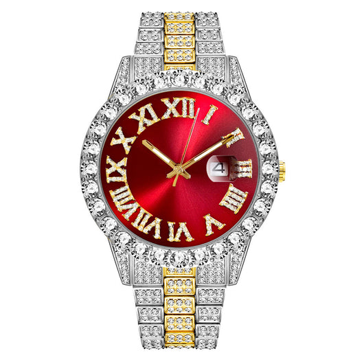 Reloj de Cuarzo con Banda de Acero y Diamantes Completos con Calendario - Image 24