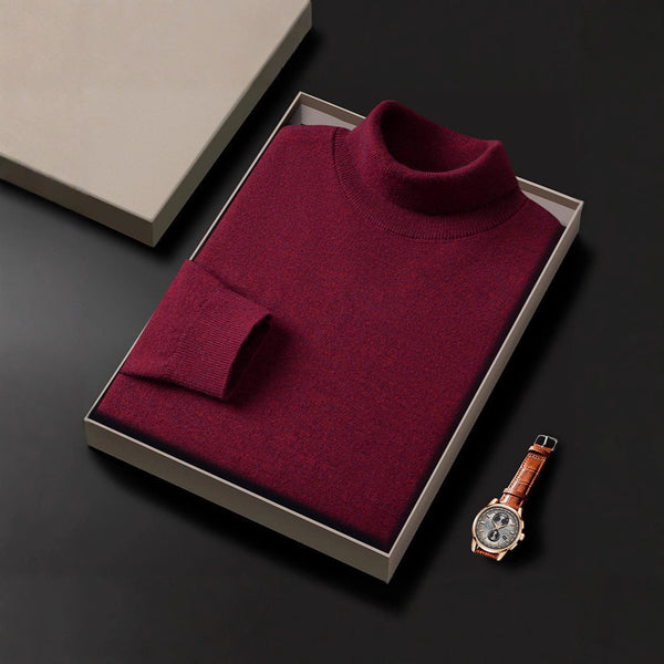 Suéter Cuello Alto Liso Grueso Holgado para Hombre