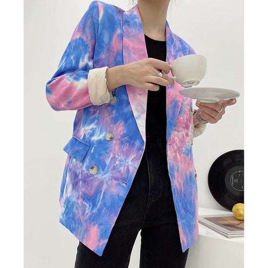 Saco Cruzado Tie-Dye en Poliéster - Diseño Moderno y Versátil